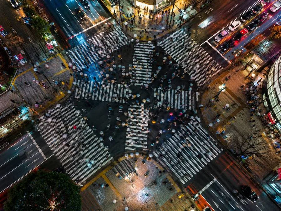 The open-air SKY STAGE roof above Shibuya Scramble Square