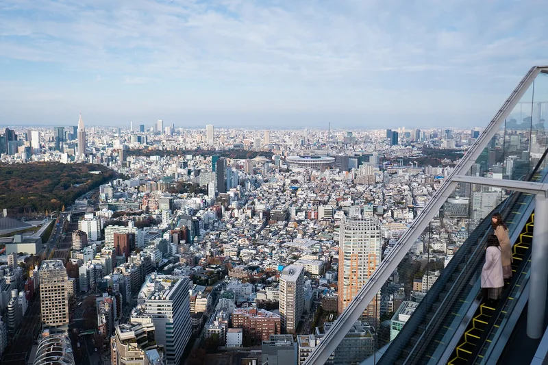 The view west over Tokyo from inside Shibuya Scramble Square